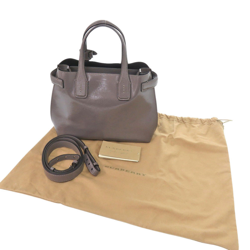 BURBERRY Handbag 8006617 enamel Sepia gray Soft Banner Women Used Authentic