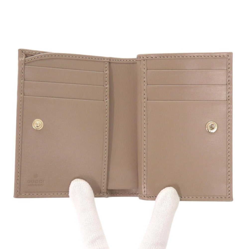 GUCCI Bifold Wallet 795060 leather Brown GG Shadow Medium Wallet Women Used Authentic
