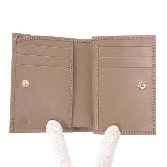 GUCCI Bifold Wallet 795060 leather Brown GG Shadow Medium Wallet Women Used Authentic