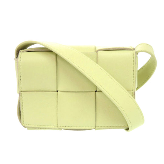 BOTTEGAVENETA Shoulder Bag leather Light green CANDY CASSETTE MAXI INTRECCIATO