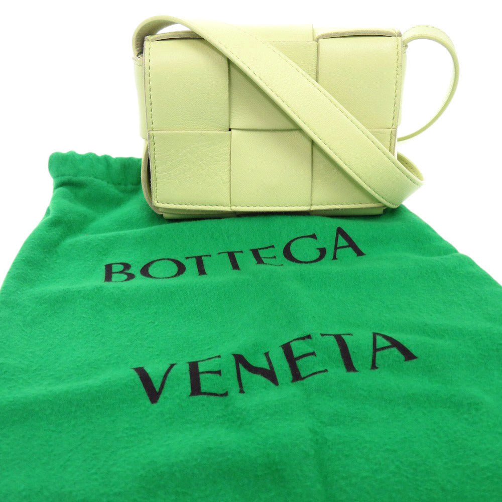 BOTTEGAVENETA Shoulder Bag leather Light green CANDY CASSETTE MAXI INTRECCIATO