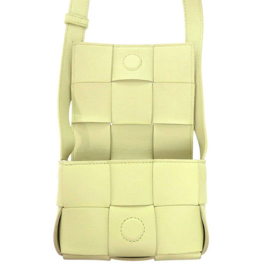 BOTTEGAVENETA Shoulder Bag leather Light green CANDY CASSETTE MAXI INTRECCIATO