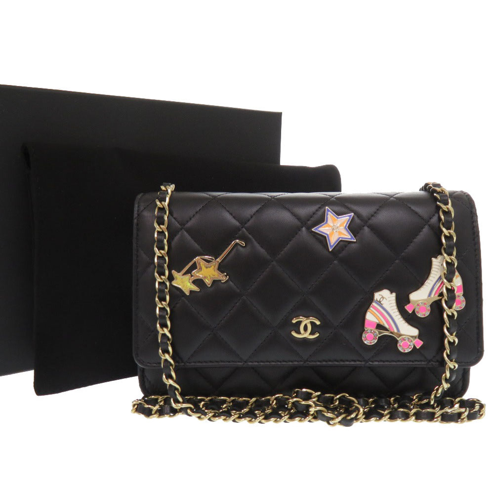CHANEL Shoulder Bag AP0250 lambskin black Classic Chain Wallet COCO Mark Women Used Authentic