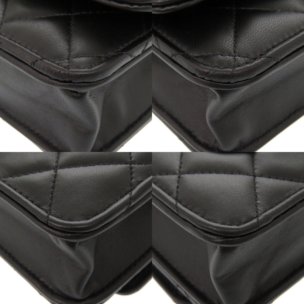 CHANEL Shoulder Bag AP0250 lambskin black Classic Chain Wallet COCO Mark Women Used Authentic
