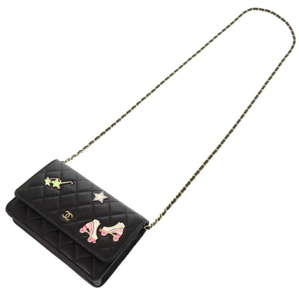 CHANEL Shoulder Bag AP0250 lambskin black Classic Chain Wallet COCO Mark Women Used Authentic