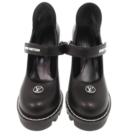 LOUIS VUITTON pumps leather black monogram star trail line 34