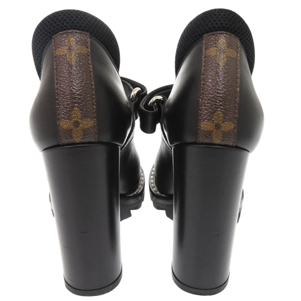 LOUIS VUITTON pumps leather black monogram star trail line 34
