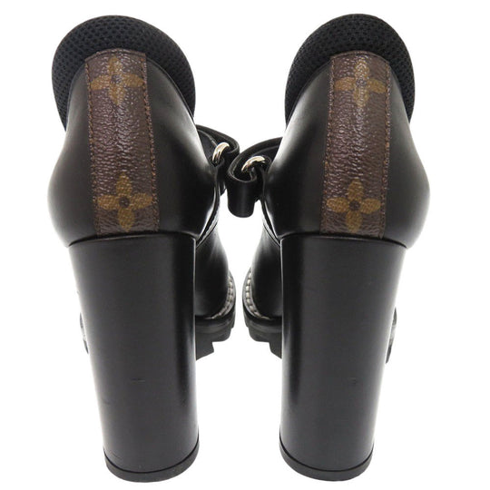 LOUIS VUITTON pumps leather black monogram star trail line 34