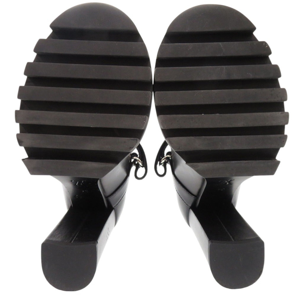 LOUIS VUITTON pumps leather black monogram star trail line 34
