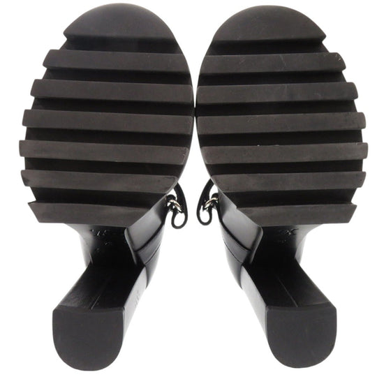 LOUIS VUITTON pumps leather black monogram star trail line 34