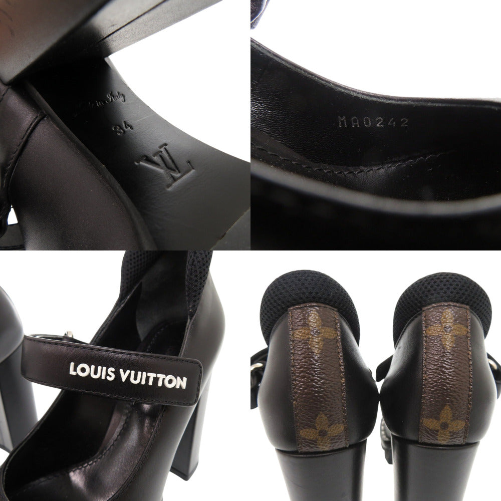 LOUIS VUITTON pumps leather black monogram star trail line 34