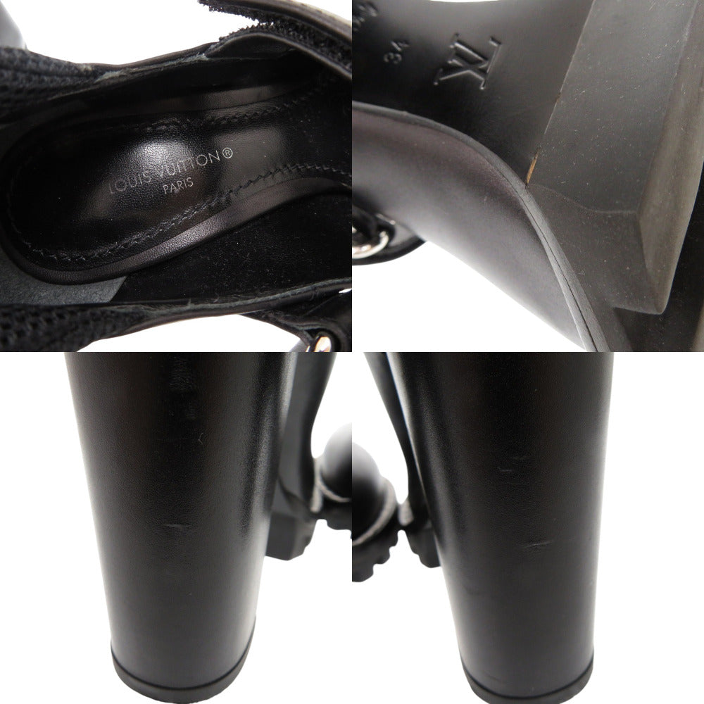 LOUIS VUITTON pumps leather black monogram star trail line 34