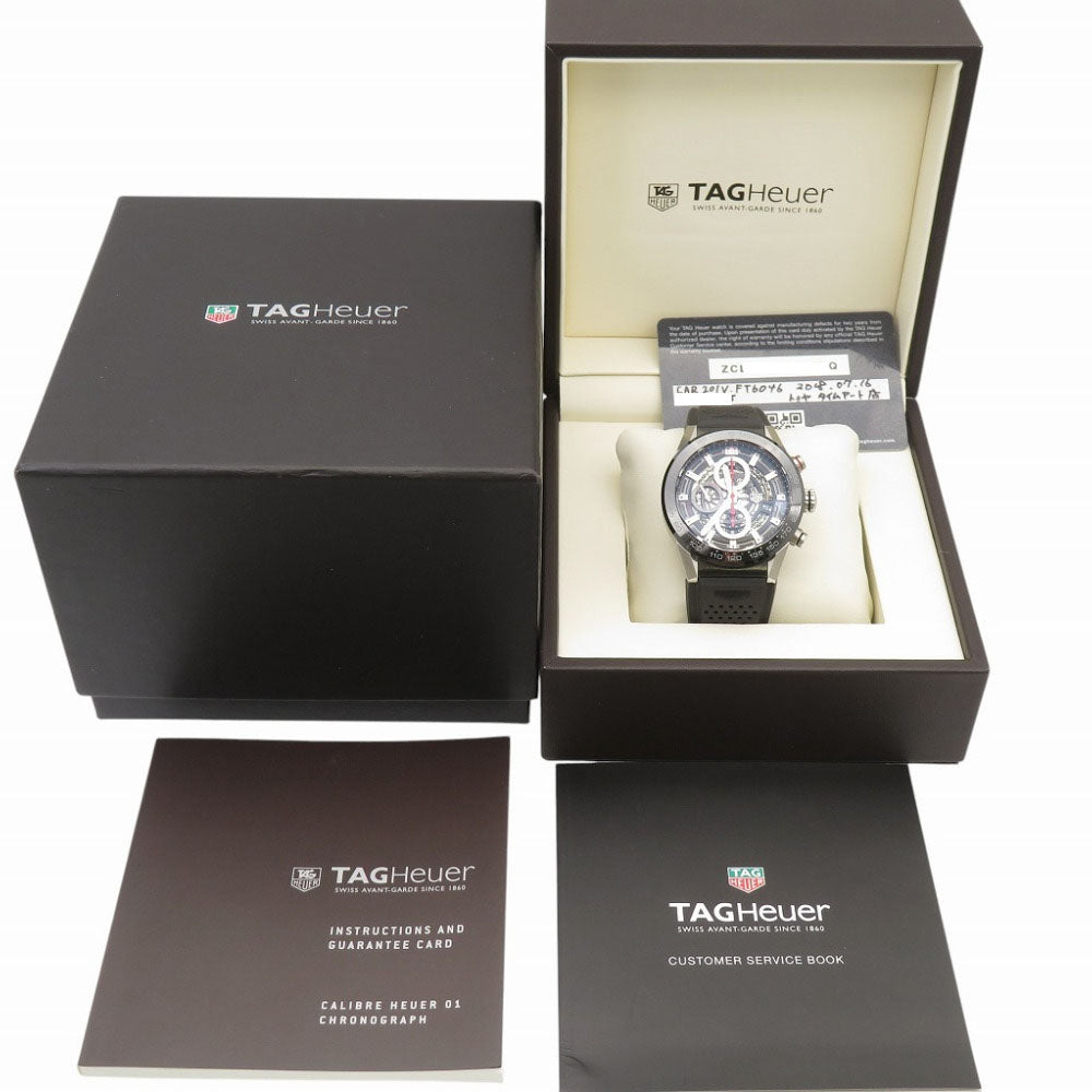 TAG HEUER Watches Mechanical Automatic CAR201V Stainless Steel, Rubber black Carrera Caliber Heuer 01 Chronograph black dial