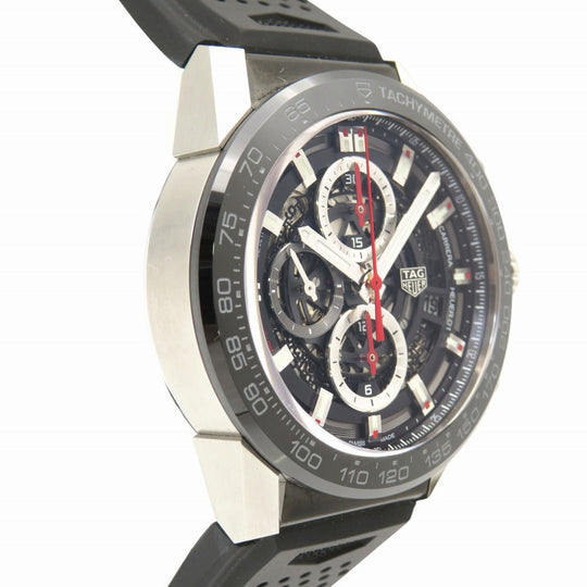 TAG HEUER Watches Mechanical Automatic CAR201V Stainless Steel, Rubber black Carrera Caliber Heuer 01 Chronograph black dial
