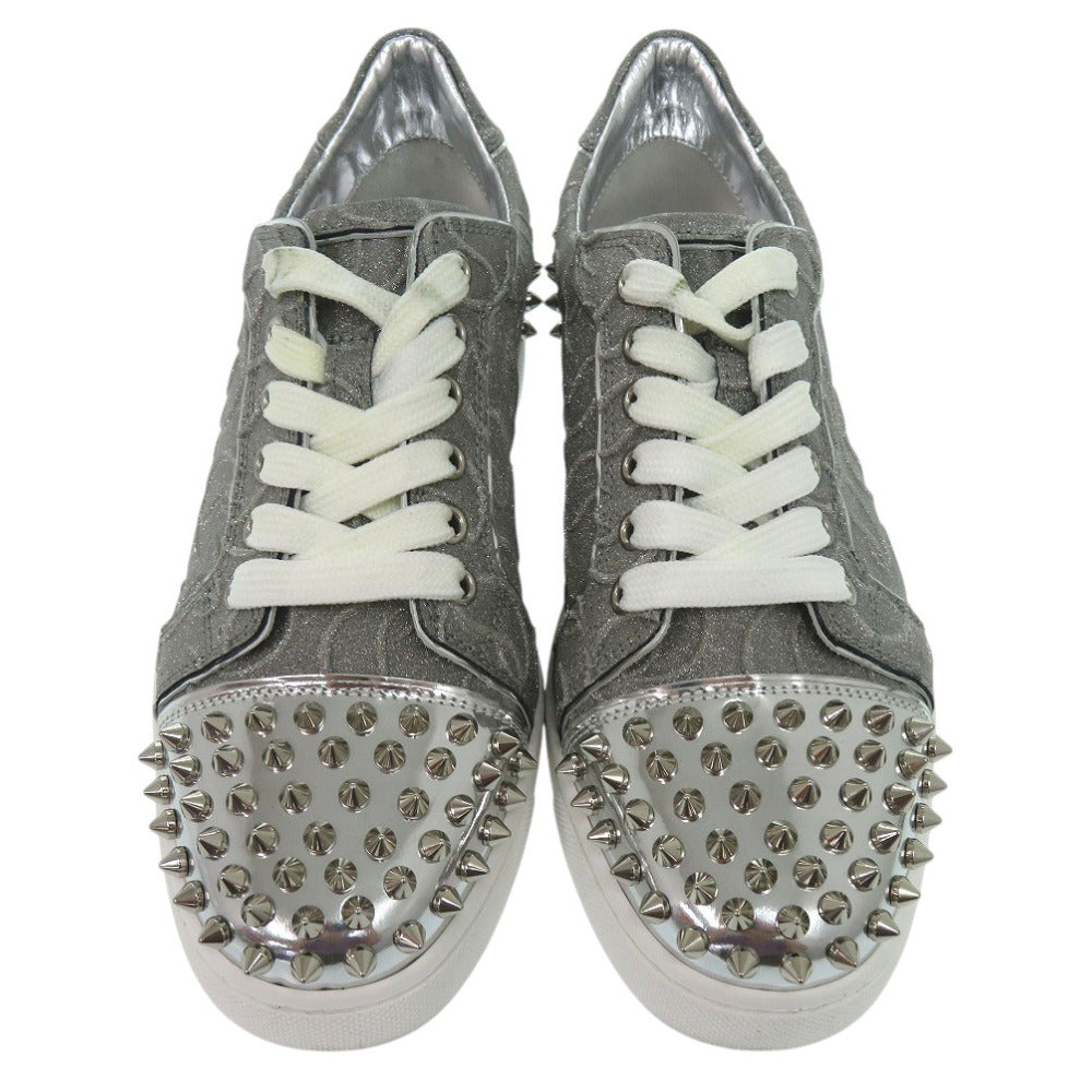 Christian Louboutin sneakers 3220460SV71 fabric Silver Studs Low Cut Vieira 2 Women 37 Used Authentic