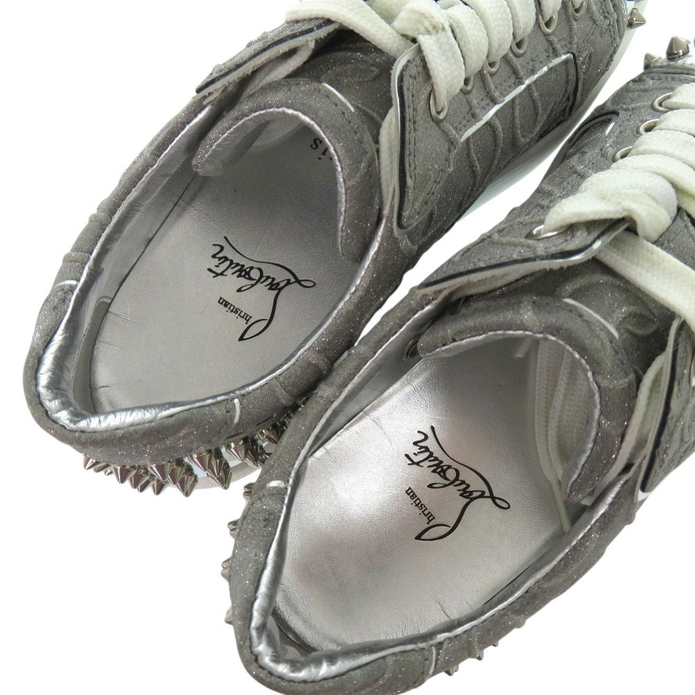 Christian Louboutin sneakers 3220460SV71 fabric Silver Studs Low Cut Vieira 2 Women 37 Used Authentic