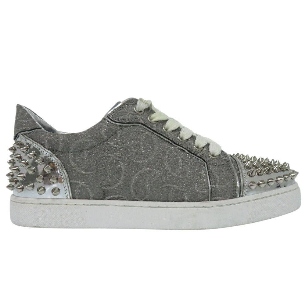 Christian Louboutin sneakers 3220460SV71 fabric Silver Studs Low Cut Vieira 2 Women 37 Used Authentic
