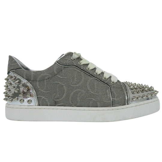Christian Louboutin sneakers 3220460SV71 fabric Silver Studs Low Cut Vieira 2 Women 37 Used Authentic