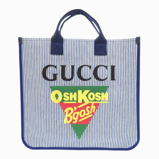 GUCCI Tote Bag 605831 cotton blue OshKosh Collaboration Children's Line Stripe unisex(Unisex) Used Authentic