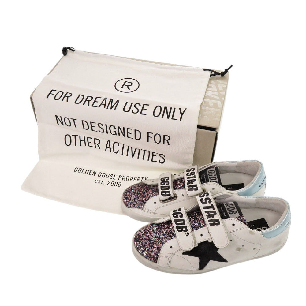 GOLDEN GOOSE sneakers leather white OLD SCHOOL G36WS206 B6 Glitter Women 35 Used Authentic