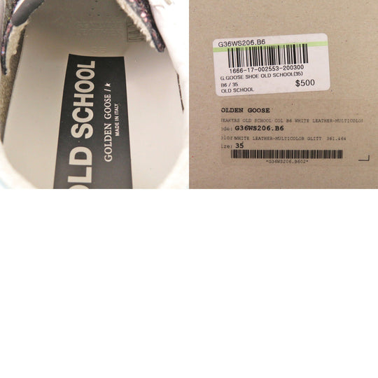 GOLDEN GOOSE sneakers leather white OLD SCHOOL G36WS206 B6 Glitter Women 35 Used Authentic