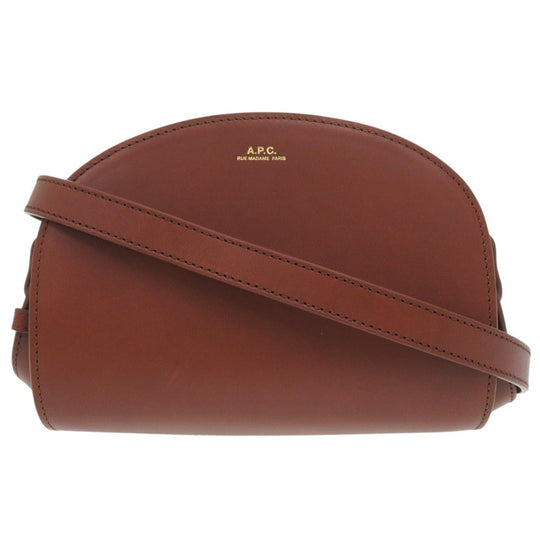 A.P.C. Shoulder Bag PXAWVF61392CAD leather Brown Half moon type SAC DEMI LUNE MINI HALF MOON BAG Women Used Authentic