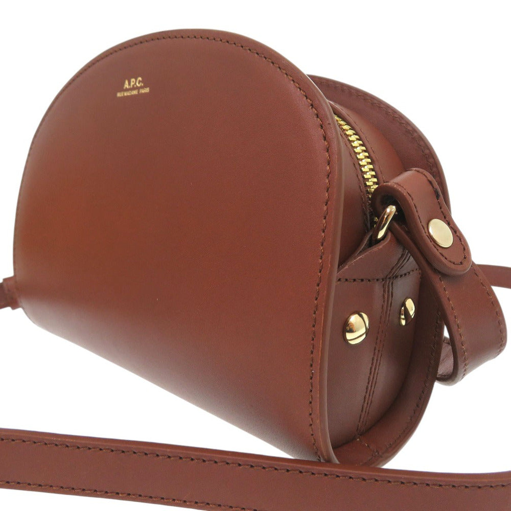 A.P.C. Shoulder Bag PXAWVF61392CAD leather Brown Half moon type SAC DEMI LUNE MINI HALF MOON BAG Women Used Authentic