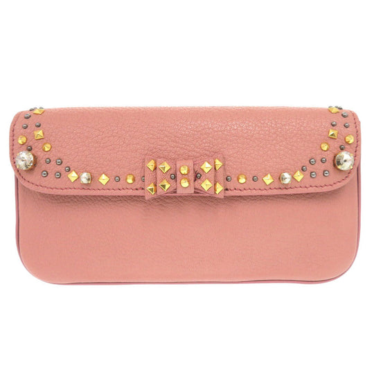 MIUMIU Clutch bag Leather, Stone pink Ribbon, Beads, Studs