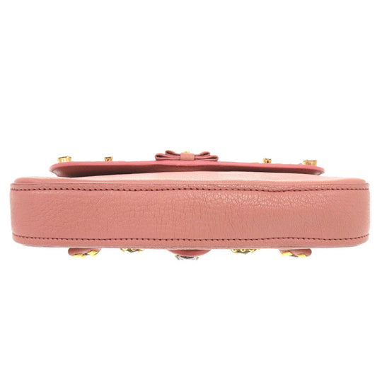 MIUMIU Clutch bag Leather, Stone pink Ribbon, Beads, Studs