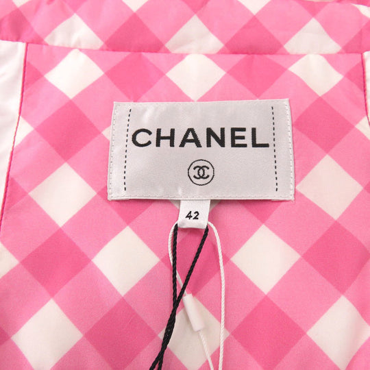 CHANEL Nylon jacket 23C P74093 V65695 Silk, Nylon pink Coat Hoodie Sequins Patch Women 42 Used Authentic
