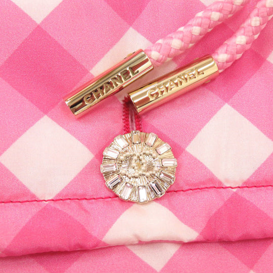 CHANEL Nylon jacket 23C P74093 V65695 Silk, Nylon pink Coat Hoodie Sequins Patch Women 42 Used Authentic