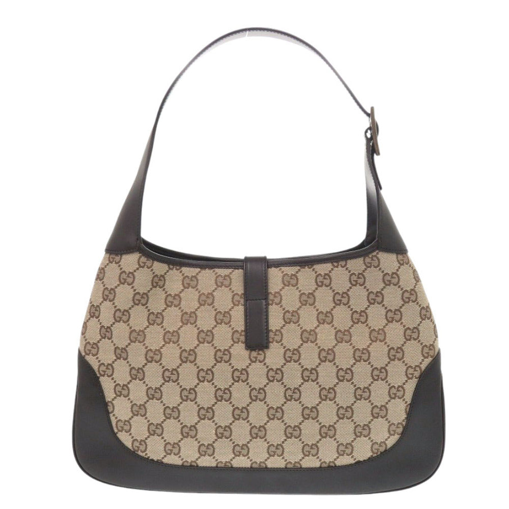 GUCCI Shoulder Bag GG canvas Brown Shelly Line Jackie Women Used Authentic