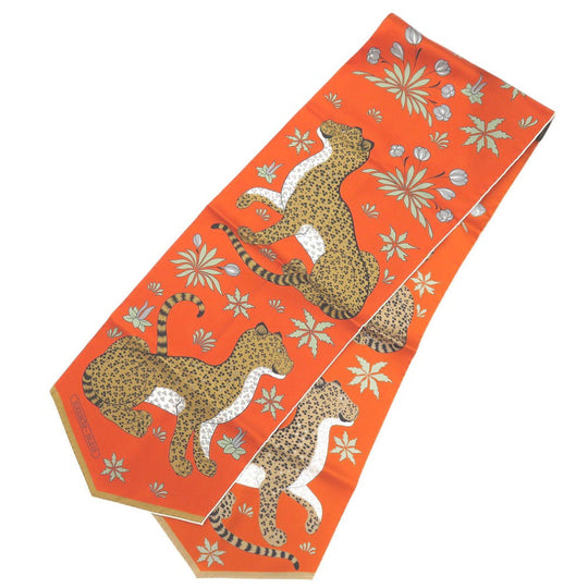 HERMES scarf silk multicolor Maxi Twilly Leopard LES LEOPARDS unisex(Unisex) Used Authentic
