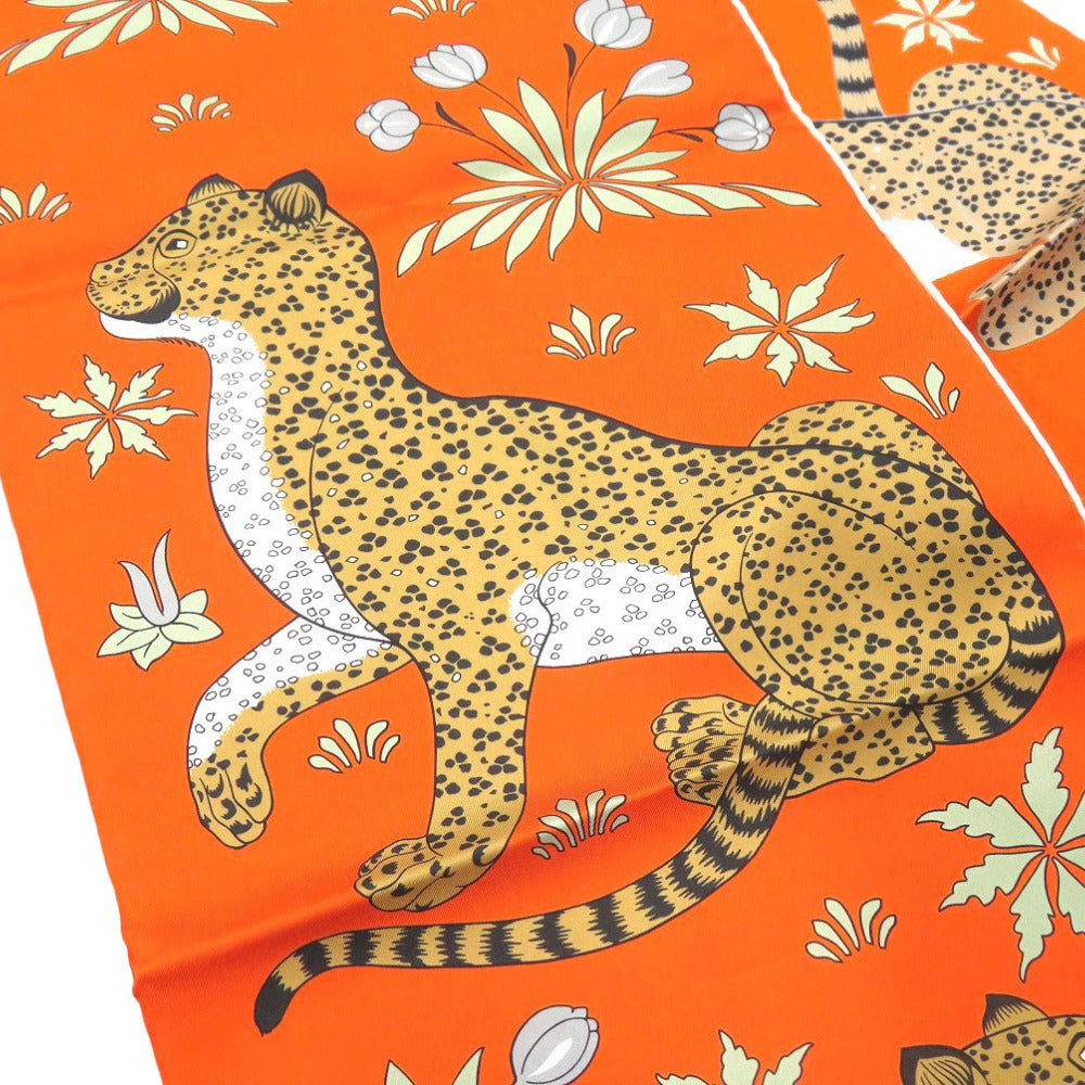 HERMES scarf silk multicolor Maxi Twilly Leopard LES LEOPARDS unisex(Unisex) Used Authentic