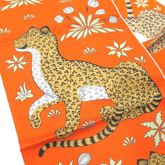 HERMES scarf silk multicolor Maxi Twilly Leopard LES LEOPARDS unisex(Unisex) Used Authentic