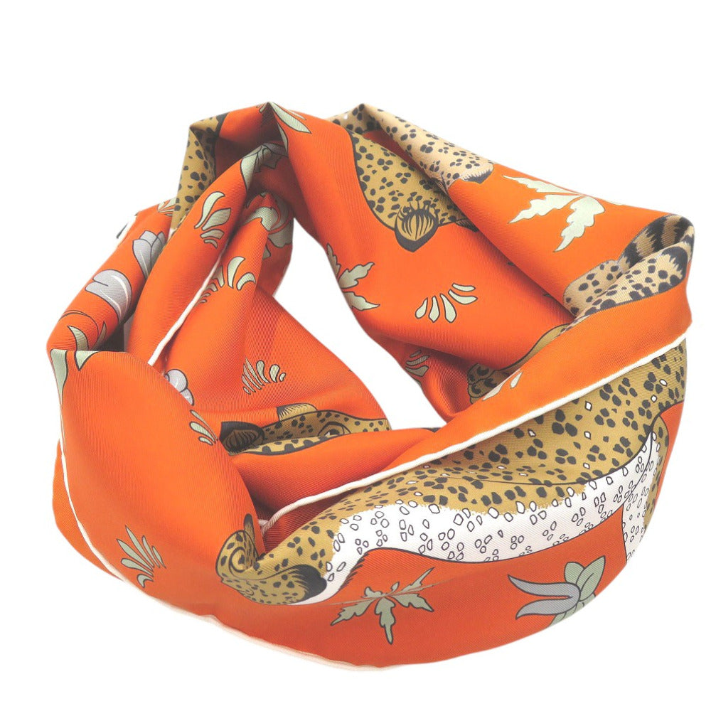 HERMES scarf silk multicolor Maxi Twilly Leopard LES LEOPARDS unisex(Unisex) Used Authentic