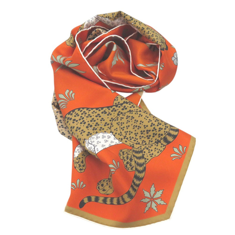 HERMES scarf silk multicolor Maxi Twilly Leopard LES LEOPARDS unisex(Unisex) Used Authentic