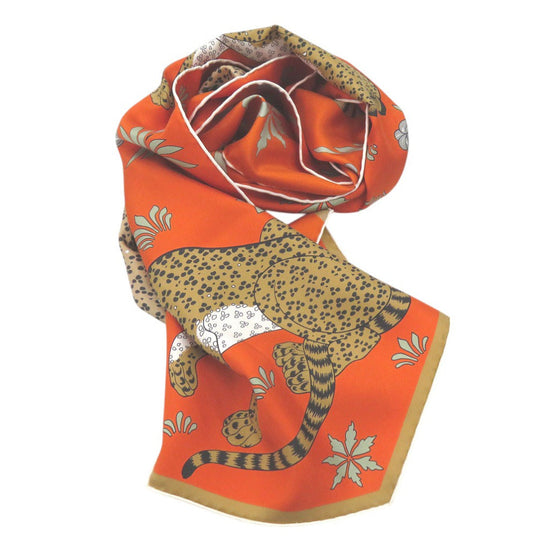 HERMES scarf silk multicolor Maxi Twilly Leopard LES LEOPARDS unisex(Unisex) Used Authentic