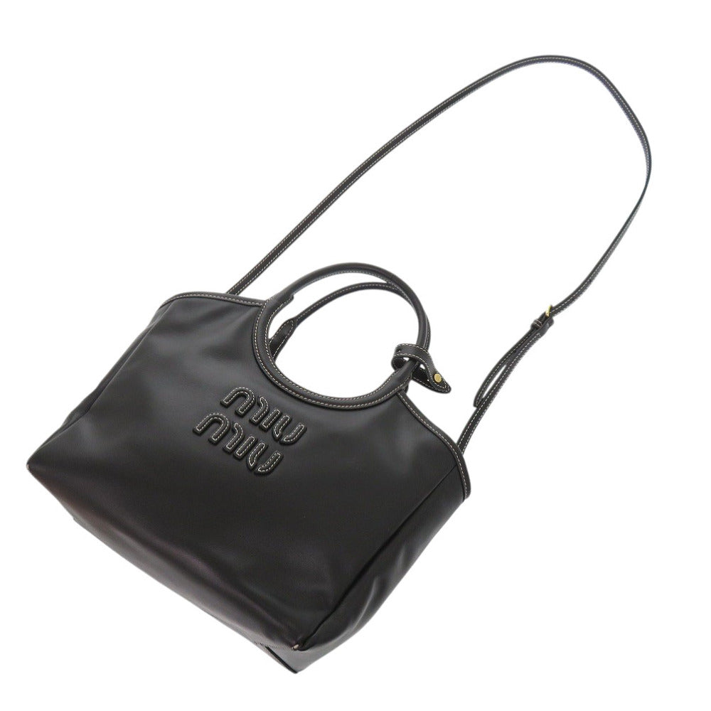 MIUMIU Handbag leather black Ivy Leather Bag Women Used Authentic