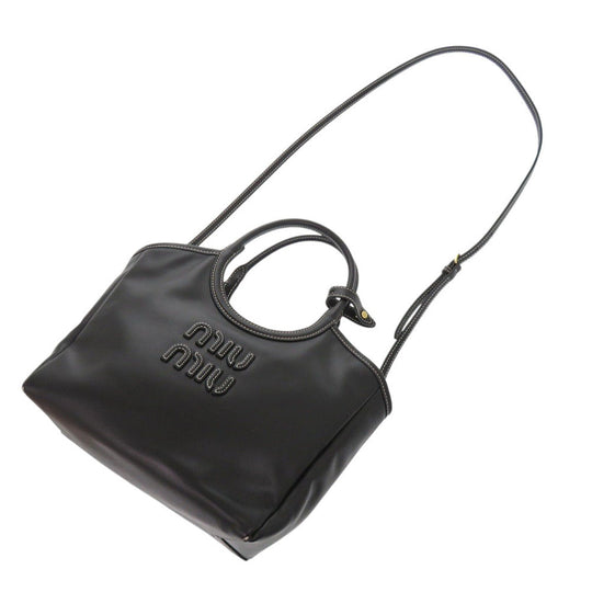 MIUMIU Handbag leather black Ivy Leather Bag Women Used Authentic