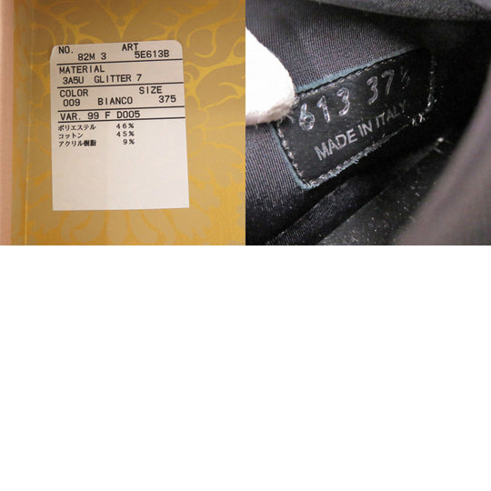 MIUMIU sneakers 5E613B Polyester, Cotton white Glitter logo strap sneakers Women 37.5 Used Authentic