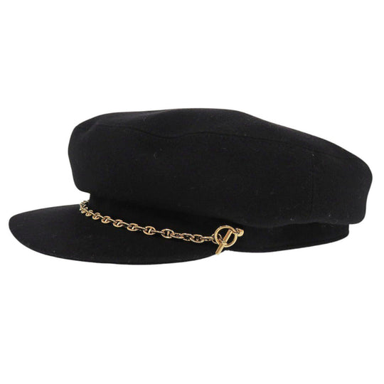 HERMES Other hats cashmere black Casquette Belleil Chene Dunkle Women 58 Used Authentic