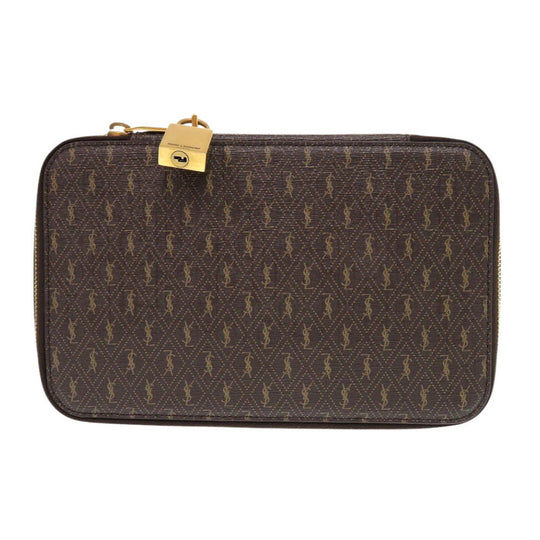 YVES SAINT LAURENT Pouch Monogram canvas Brown Jewelry Box Case unisex(Unisex) Used Authentic