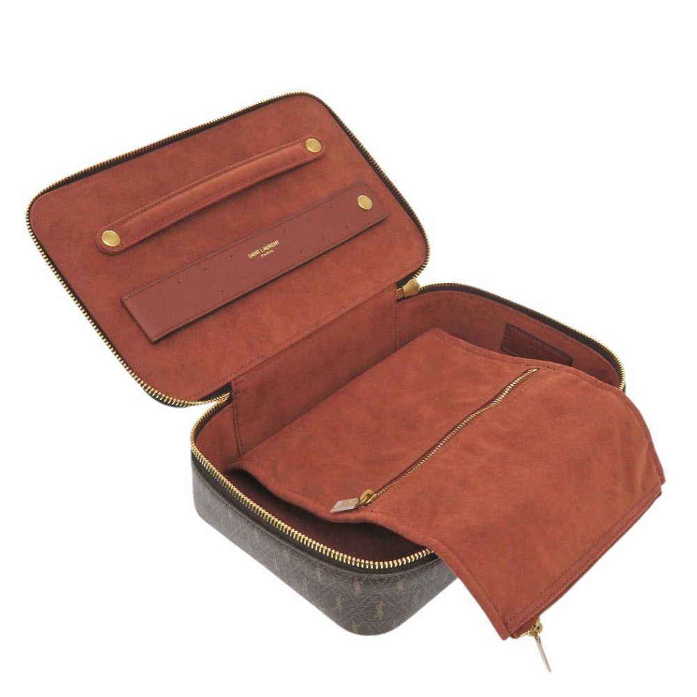 YVES SAINT LAURENT Pouch Monogram canvas Brown Jewelry Box Case unisex(Unisex) Used Authentic