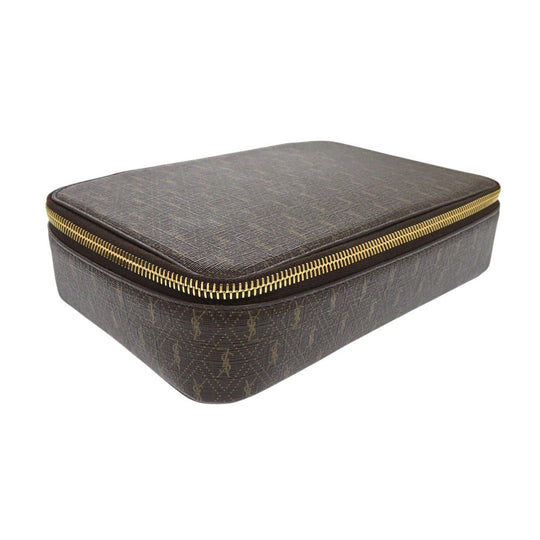 YVES SAINT LAURENT Pouch Monogram canvas Brown Jewelry Box Case unisex(Unisex) Used Authentic