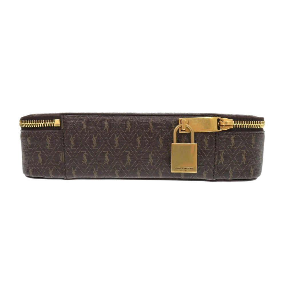 YVES SAINT LAURENT Pouch Monogram canvas Brown Jewelry Box Case unisex(Unisex) Used Authentic