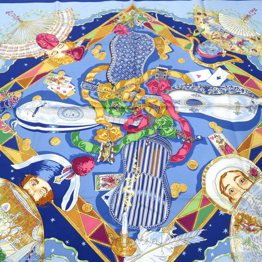 HERMES scarf silk multicolor Carre90 Mon Ami Pierrot My friend Pierrot