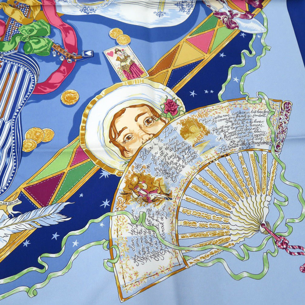 HERMES scarf silk multicolor Carre90 Mon Ami Pierrot My friend Pierrot