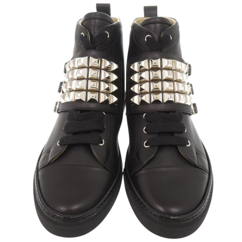 HERMES sneakers leather black Lenox Collier de Sian Studs 40 1/2