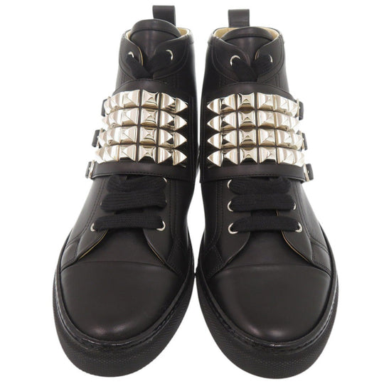 HERMES sneakers leather black Lenox Collier de Sian Studs 40 1/2